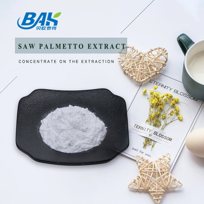 Fornecimento de fábrica Extrato de Saw Palmetto 25% 35% 45% Ácidos Graxos Serenoa Repens Pó Branco