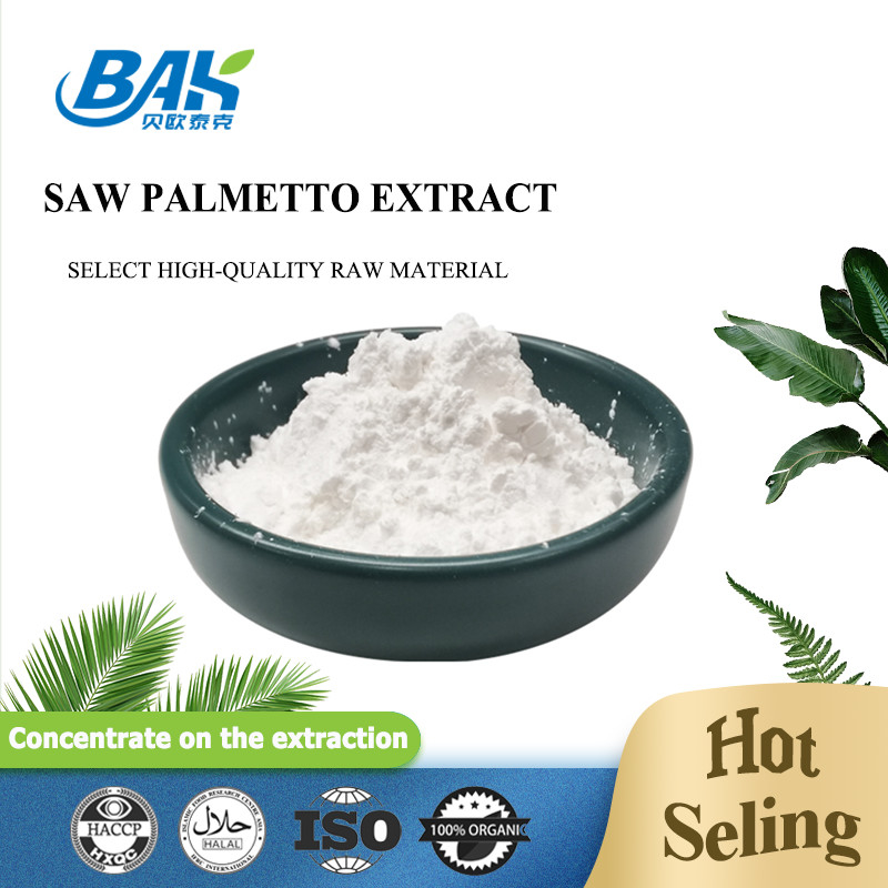 Fornecimento de fábrica Extrato de Saw Palmetto 25% 35% 45% Ácidos Graxos Serenoa Repens Pó Branco